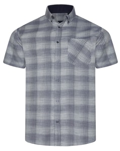 KAM Kurzarmhemd mit Strukturkaromuster, Marineblau